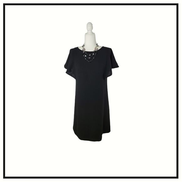 LOFT black pom poms shift dress size 4 - Picture 1 of 4